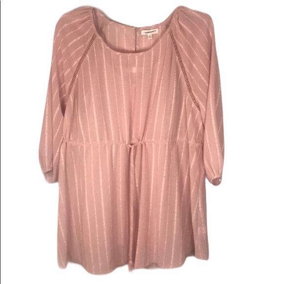 Honey Punch Tops - Honey Punch rose pink satin stripe blouse